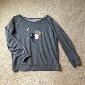 ModCloth girl in moonlight sweatshirt boat neck large